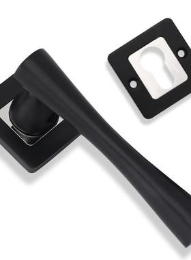 黑色室内卧室房间门锁木HKP门现家用通用型生分体静音门卫把手代