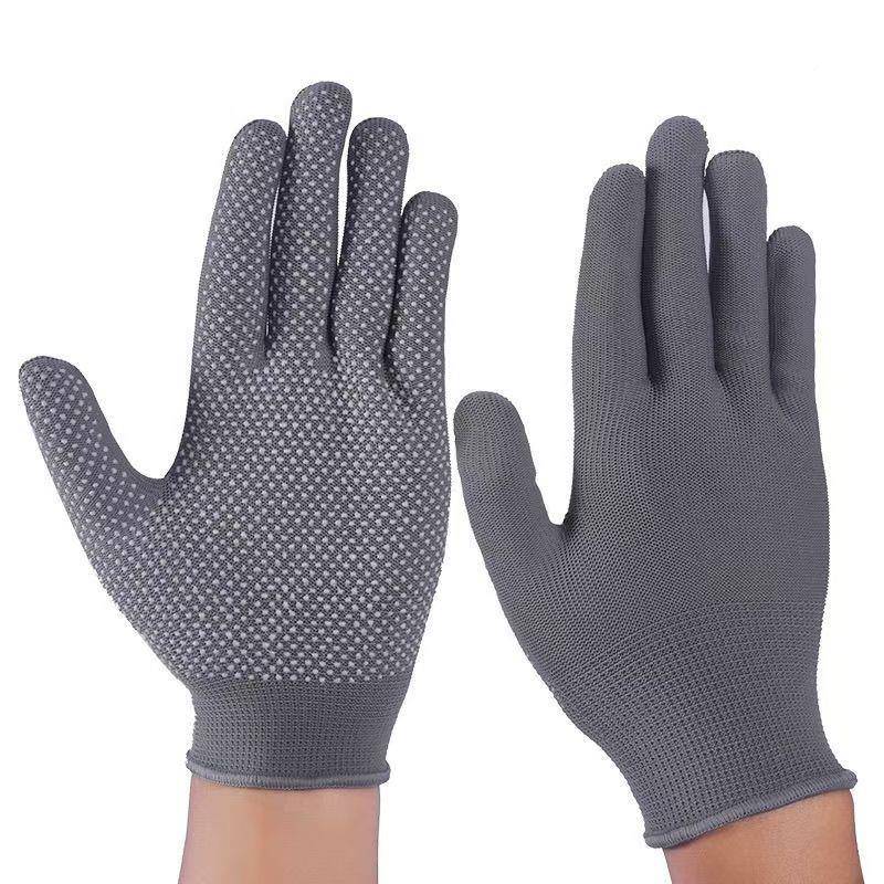 点胶针套防MWU滑线手套止滑手工业手套针织尼龙劳保手套13点珠手