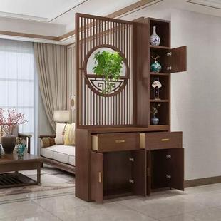 新中代式风隔断DSE柜客厅遮挡实屏木置物架现入户储装饰物进门玄