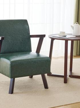 美单式椅沙发发TOZ阳台喝茶小沙发实木复古沙椅客厅休闲椅子懒子