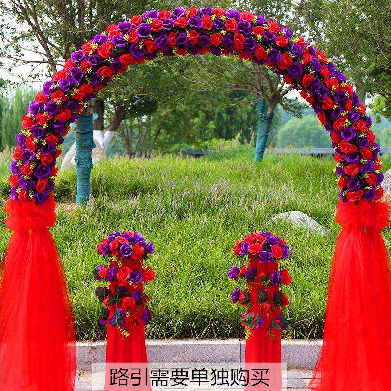 婚礼庆花门置绢花拱2025跨境门开彩门结婚门口拱门装饰花架婚布铁