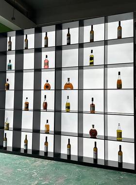 极简窄边客展EBQ厅展示柜不锈置物架金属开放钢格厅柜酒嵌入式壁