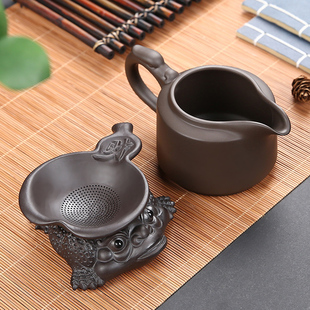 紫砂金蟾一体茶漏架茶宠茶滤茶叶过滤器J家用创意陶瓷片细密过滤