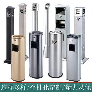 电梯口吸烟区烟灰桶n加厚不锈钢烟蒂柱户外立式烟灰柱灭烟缸垃圾