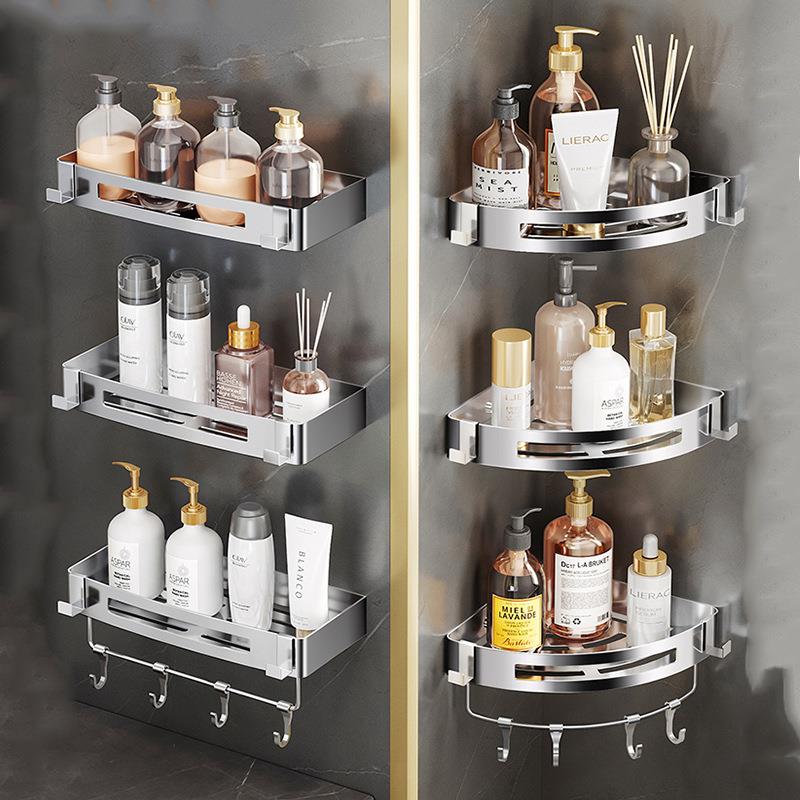 卫生间置物架免打孔不锈钢浴室架沐浴房多层转角架温州工厂供应