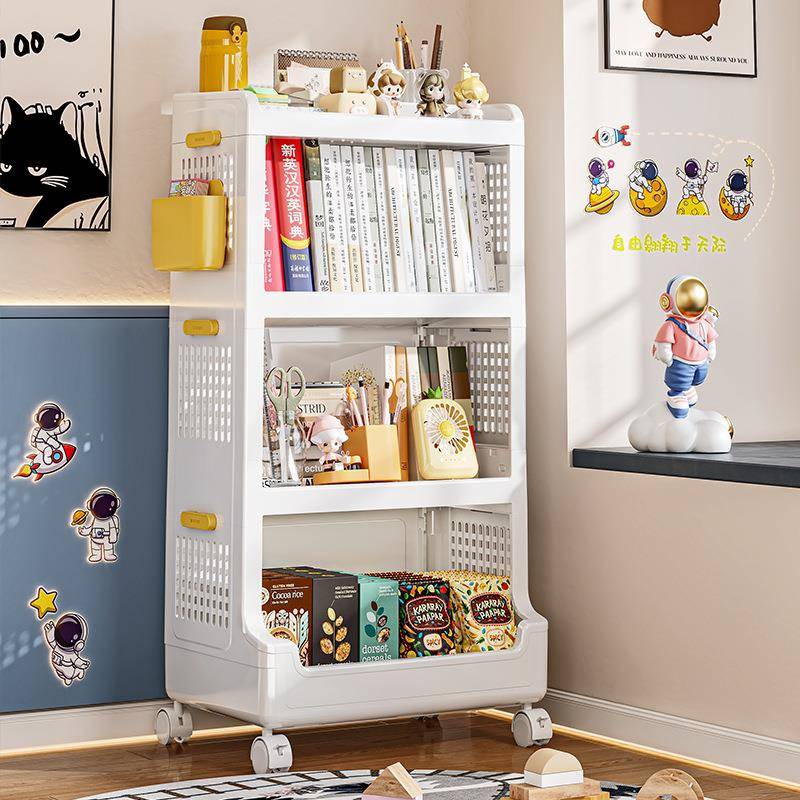 可折叠多功能学生大容量书包架可移动多层便携书本置物架小推车