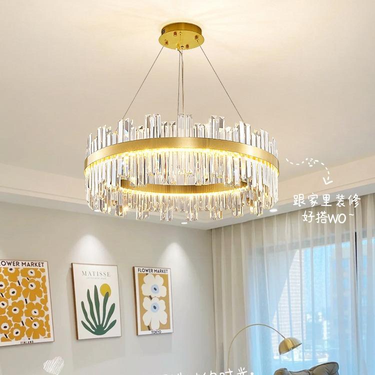 客厅水晶吊灯轻奢现代简约餐厅主卧室灯2025新款网红不锈钢灯具