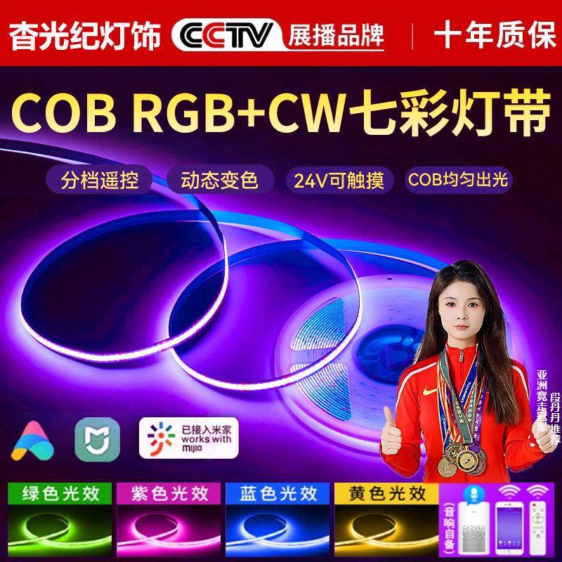 RGB灯带氛围灯智能cob灯带七彩渐变色霓虹无极调光自动可变色