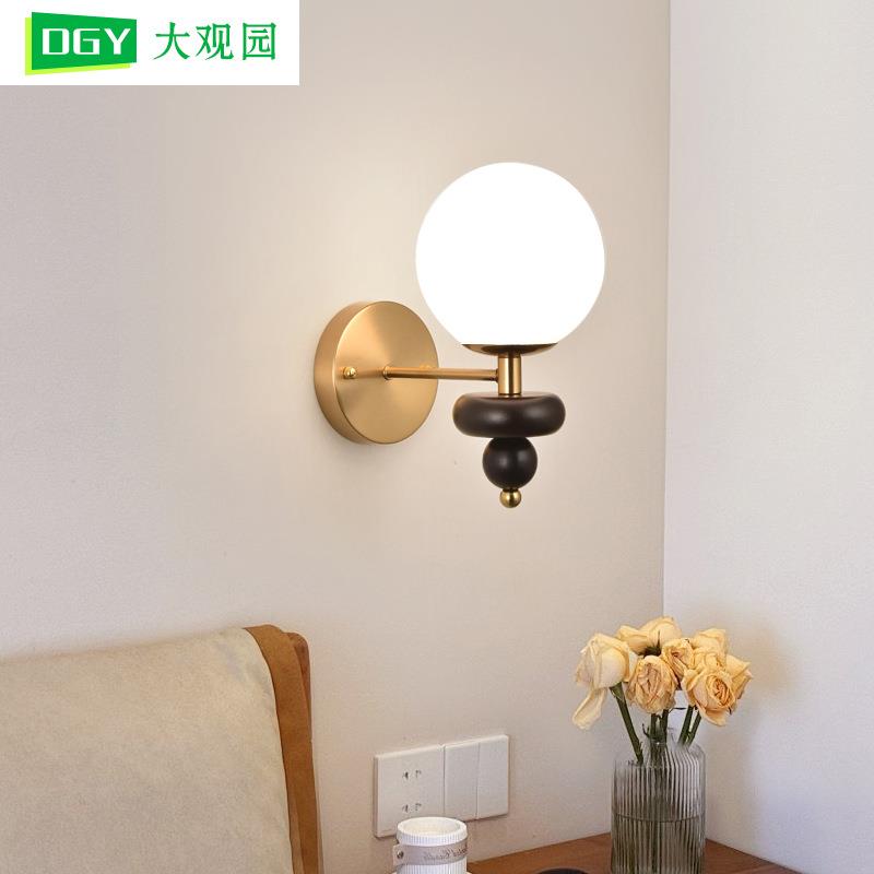 大观园卧室床头灯壁灯新款法式复古实木墙壁灯装饰氛围感灯具L271