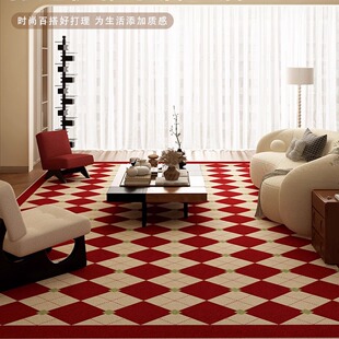 中古几何圣诞地垫客厅卧室家用氛围感防水抗污隔音防滑秋冬季地毯