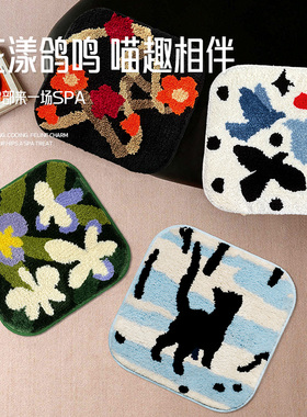 2025原创设计防滑簇绒椅垫居家摆设办公防凉久坐垫多功能植绒坐垫