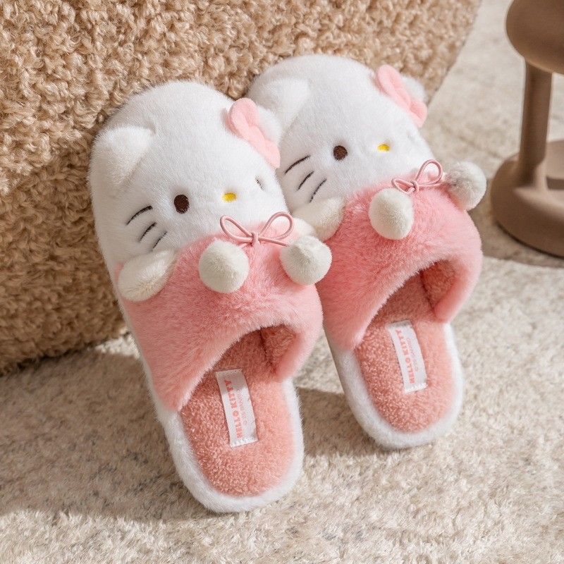 kitty猫儿童冬季毛绒拖鞋亲子拖