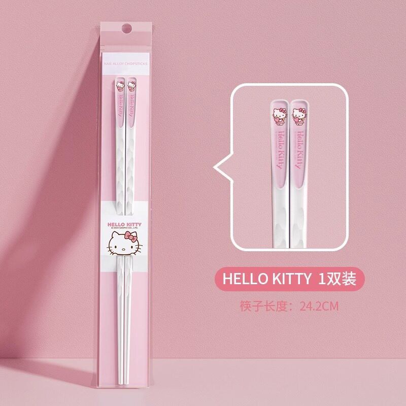 哈喽kitty筷子食品级材质家庭一人一筷kitty餐具高档防滑筷子套装