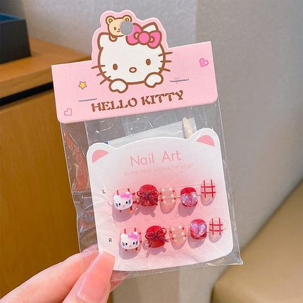 凯蒂猫女孩子指甲贴HelloKitty自粘美甲贴片美甲防水儿童穿戴甲贴