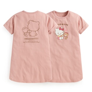 kitty猫连衣裙夏季纯棉短袖T恤卡通哈喽kt中长款宽松显瘦百搭女孩