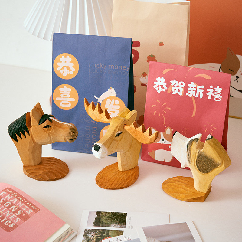 创意可爱动物木雕眼镜架摆件眼镜店F展示支架饰品办公室桌面礼物