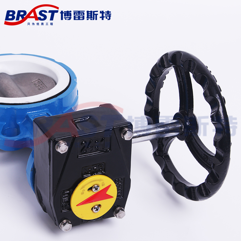 Q涡轮对夹四氟蝶阀D371F-1u0/16Q 球墨体 304板 PTFE 聚四氟乙烯