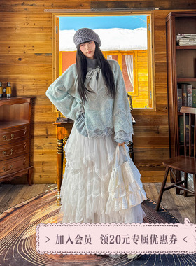 三与十三|未完成的雪|法式高腰显瘦裙子甜美仙女风层次感半身裙女