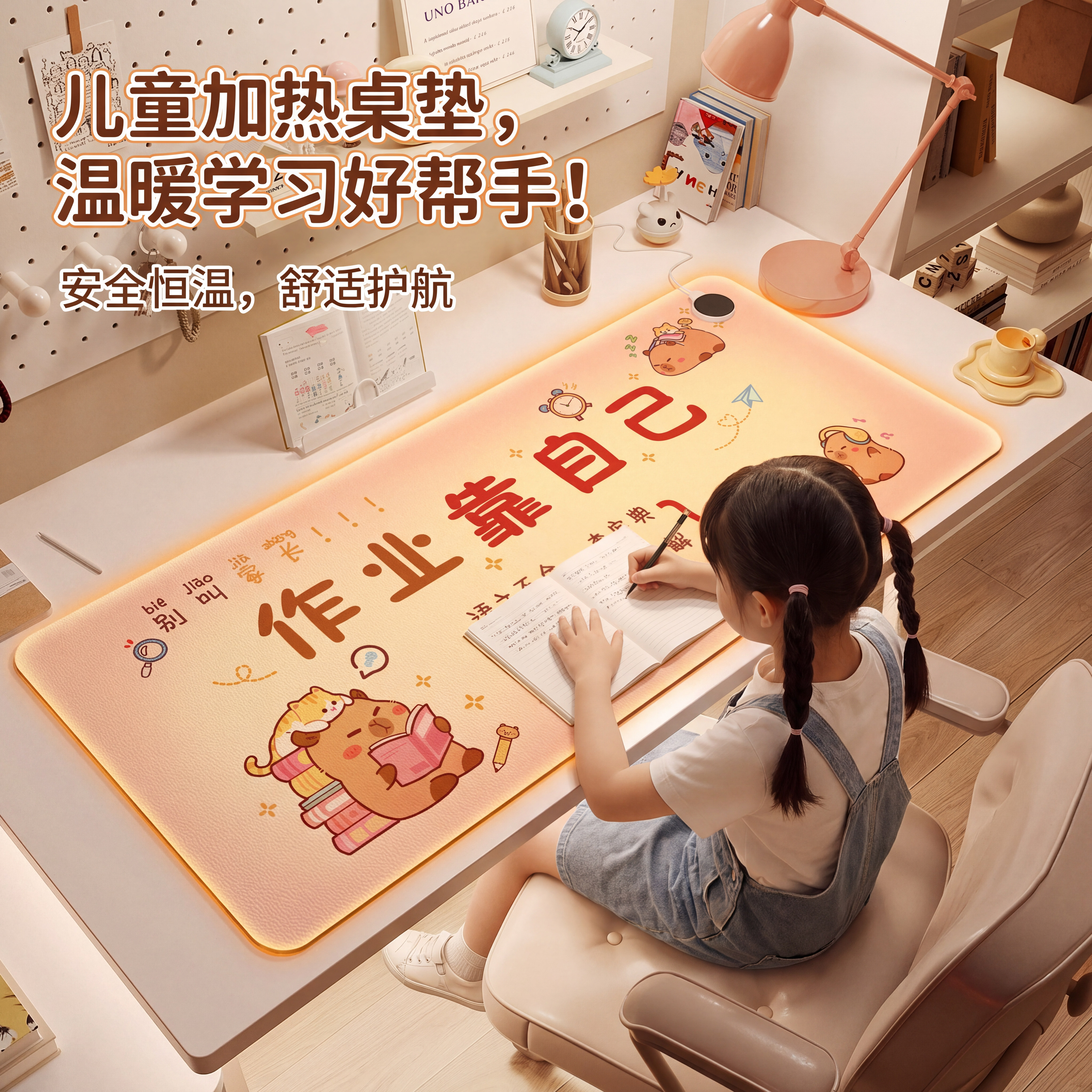 德国儿童冬季学习书桌加热垫子2026新款办公桌加热鼠标垫暖手垫