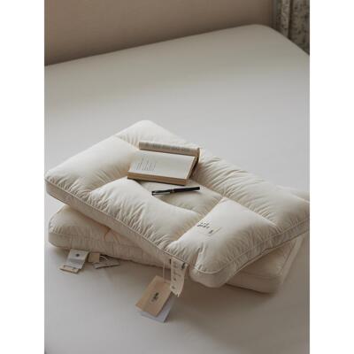 质朴云感助睡眠生态纯棉枕头一对拍2 家用宿舍护颈椎高低枕芯男女