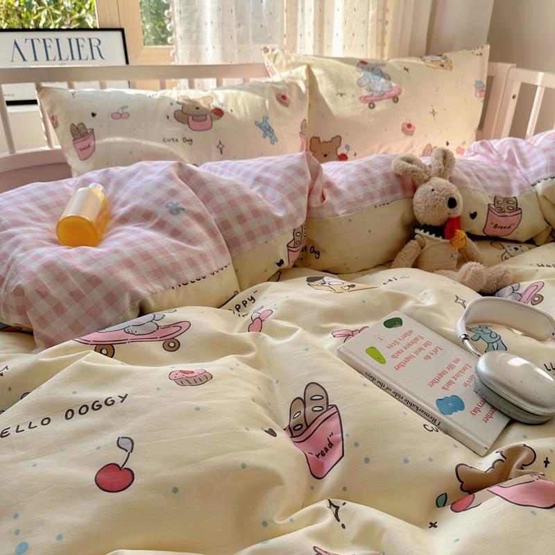 奶油卡通套纯棉四件套亲肤全棉被CVF小清.新学生三件套1m.518米床