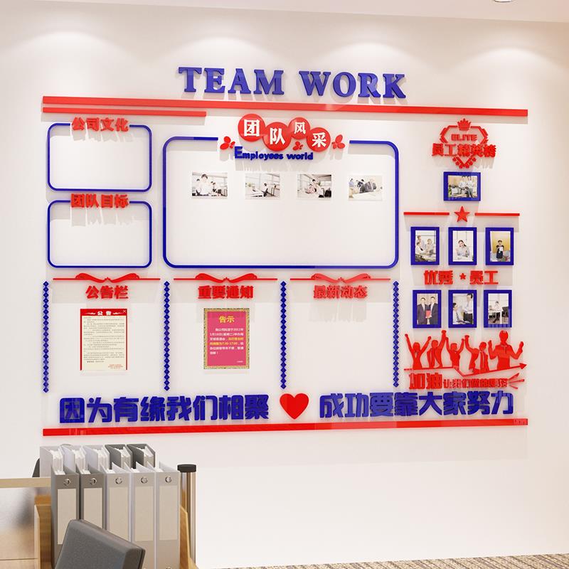 EW1员工天地风采文化墙贴3业办F75979H7公室装饰班组企建设誉榜展