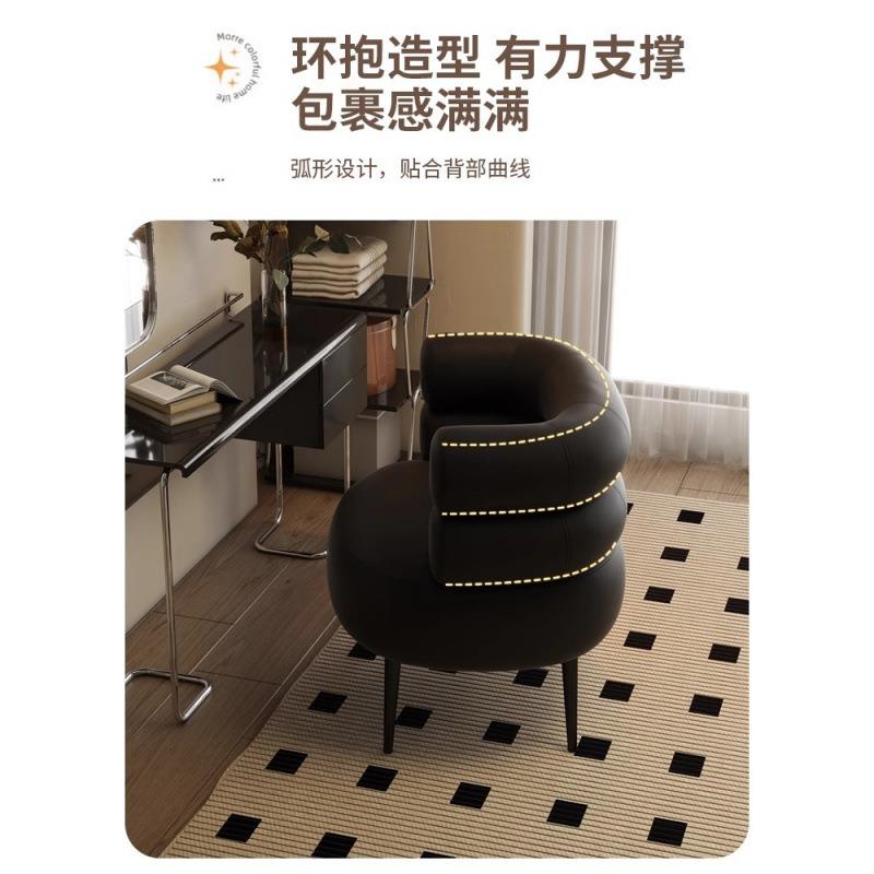 家用卧室轻奢化妆椅梳妆台凳子舒适久坐电脑椅休闲单人沙发美甲椅