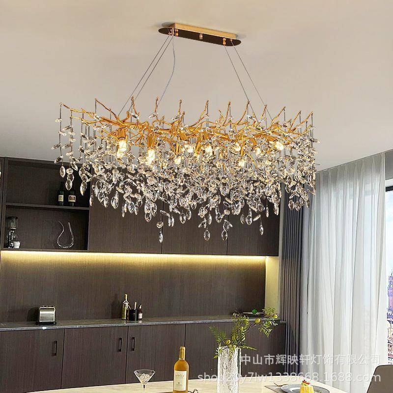 晶轻奢后现代设计复式楼梯师水吸酒顶灯法式树枝卧室厅客店别墅枝