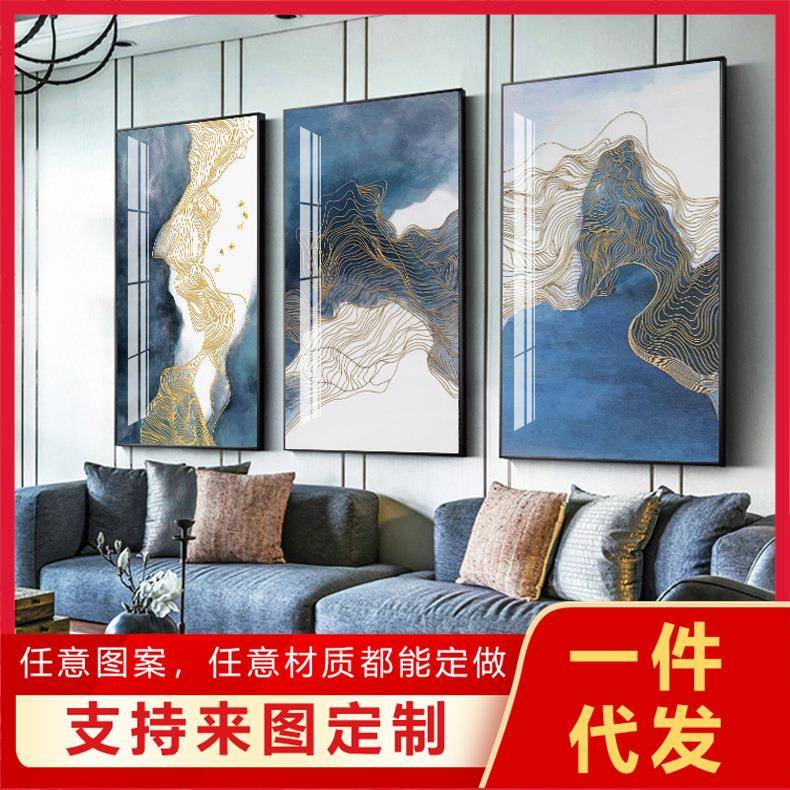 式玄关装饰风画新中客厅大气风进景竖QOT版壁画招财水门走廊过道