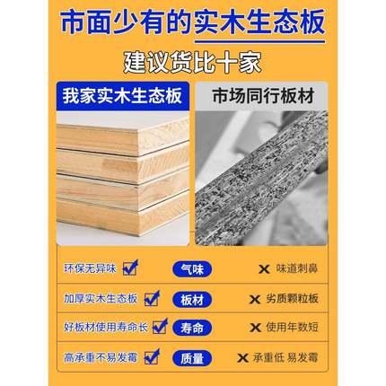 W*全实木衣柜家用卧室推拉门原木色简易柜子出租房屋小户型可订衣