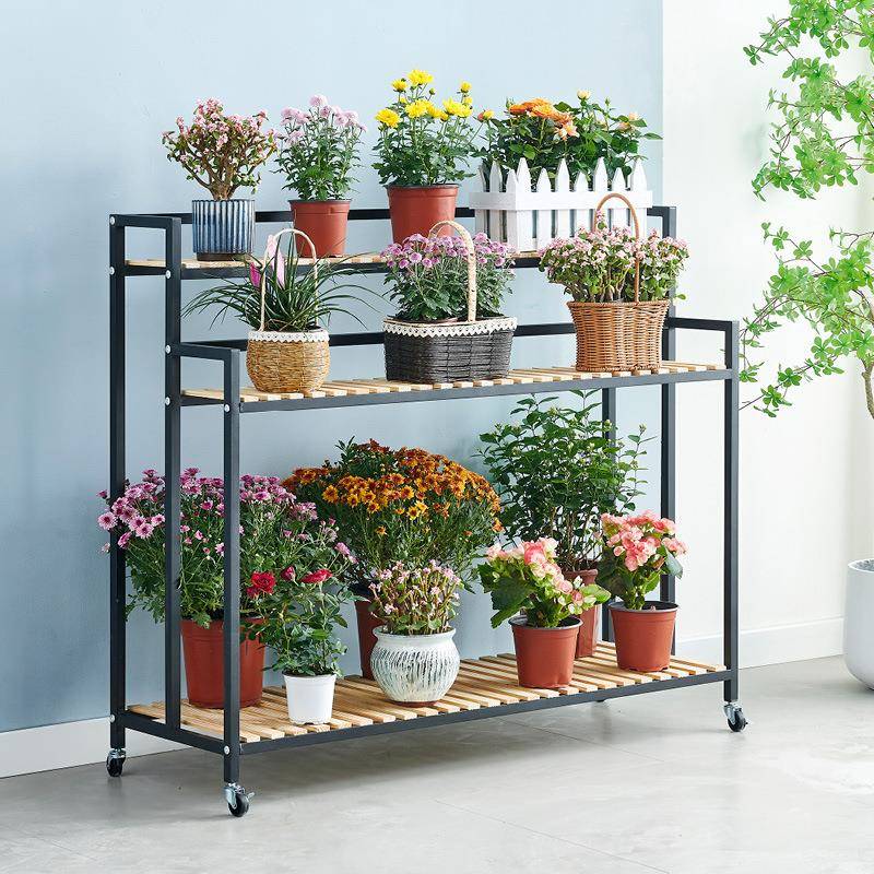 可移动客家用铁艺花架户外室厅阳台多层架示展架内置物YH-1027架