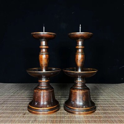 快速发货纯铜鎏金童子金蟾宝树蜡B台五供三层蜡台家用佛前供奉莲