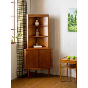 北欧实木转角柜樱桃置物架客厅卧室角落收纳储物柜三角形拐角书柜