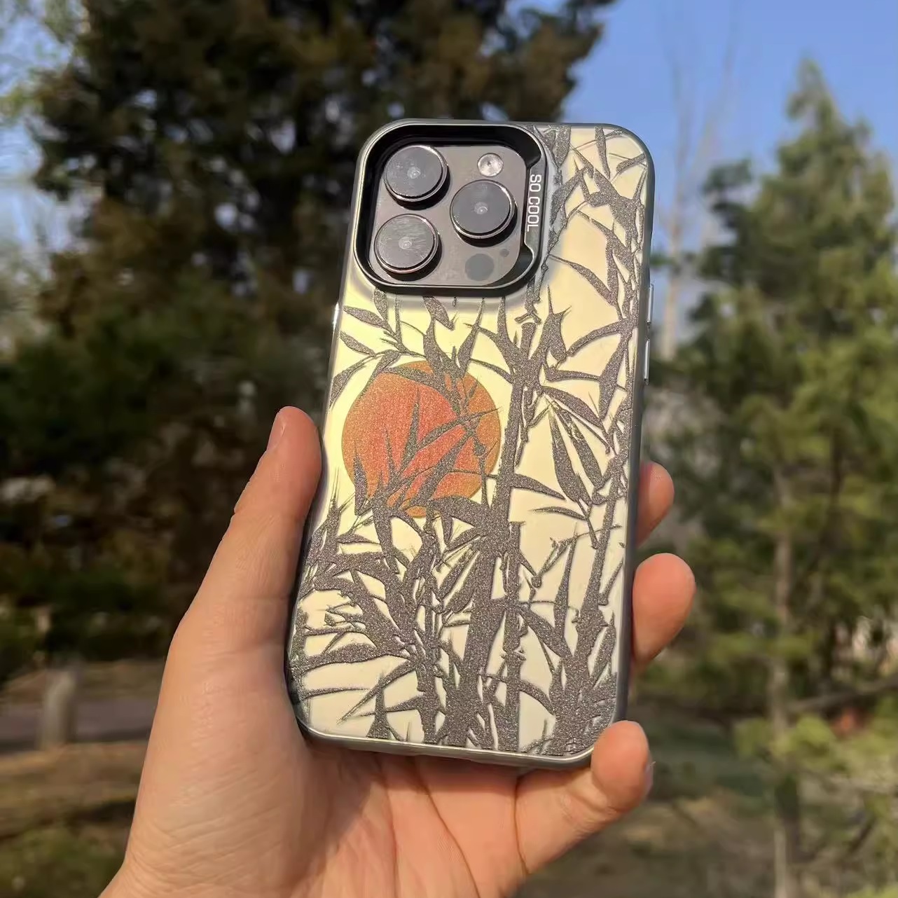 竹中窥日丨言西原创丨彩银手机壳国风新中式小众iphone15promax14/13/苹果小米华为OPPO荣耀vivo一加手机壳