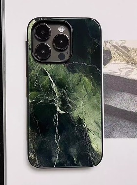 苍松翠柏丨言西原创丨玻璃手机壳国风新中式iphone15Promax手机壳膜iPhone14Pro13pro防滑12mini全包11高级