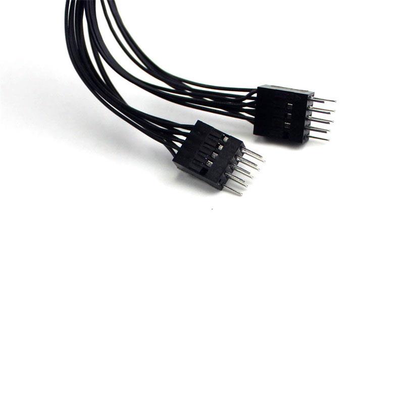 USB2.0一分二转接线 主机板9PIN扩展杜邦分接线双9PIN连接线图片