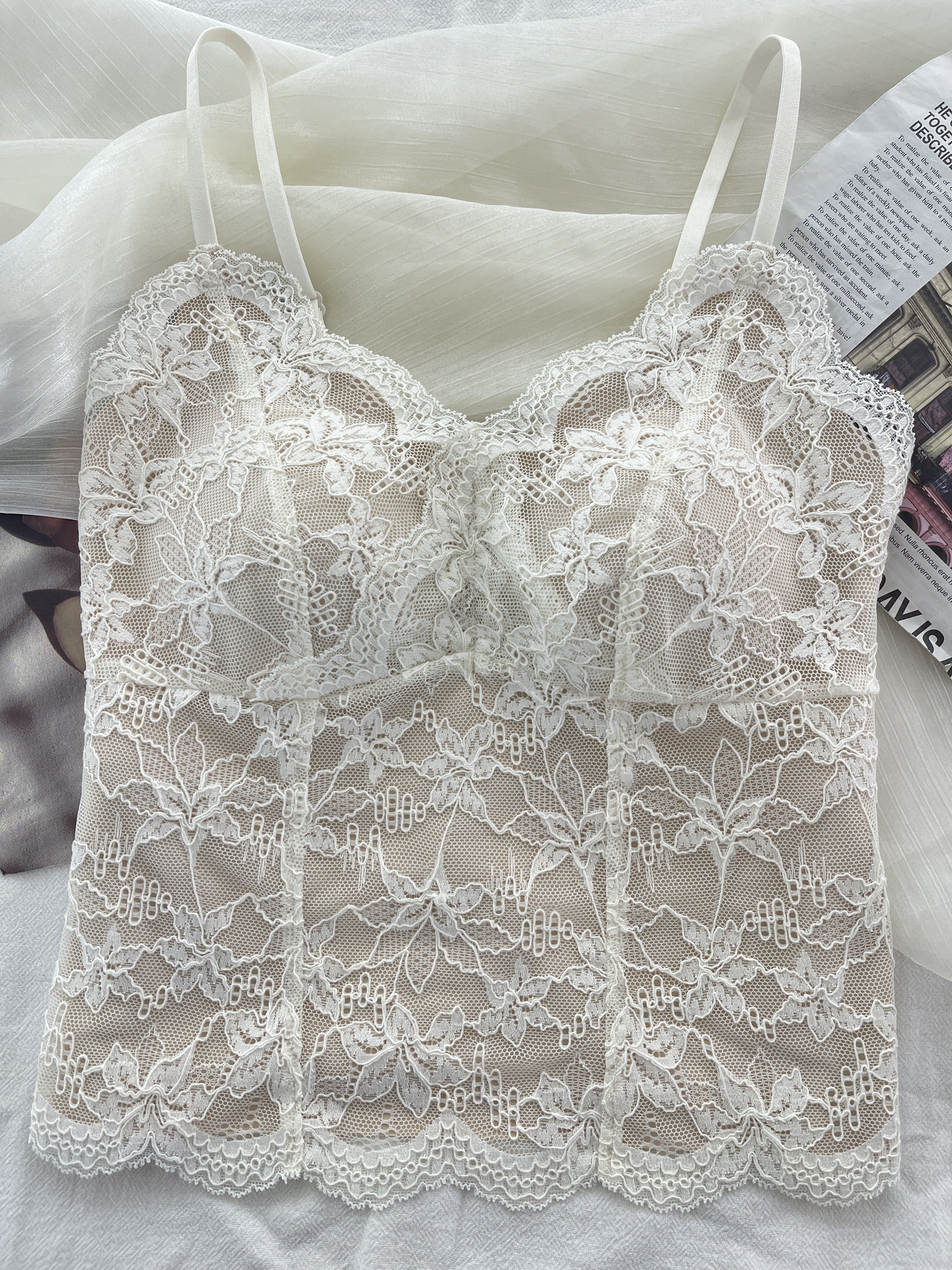 古妃秋冬法式蕾丝花边带胸垫一体杯吊带背心女修身内搭外穿美背,女装/女士精品,背心吊带,淘宝优惠券,粉丝福利购,淘宝优惠卷