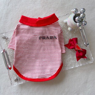 日本品质夏季 T恤潮牌狗衣服泰迪比熊雪纳 新品 狗狗衣服条纹POLO衫
