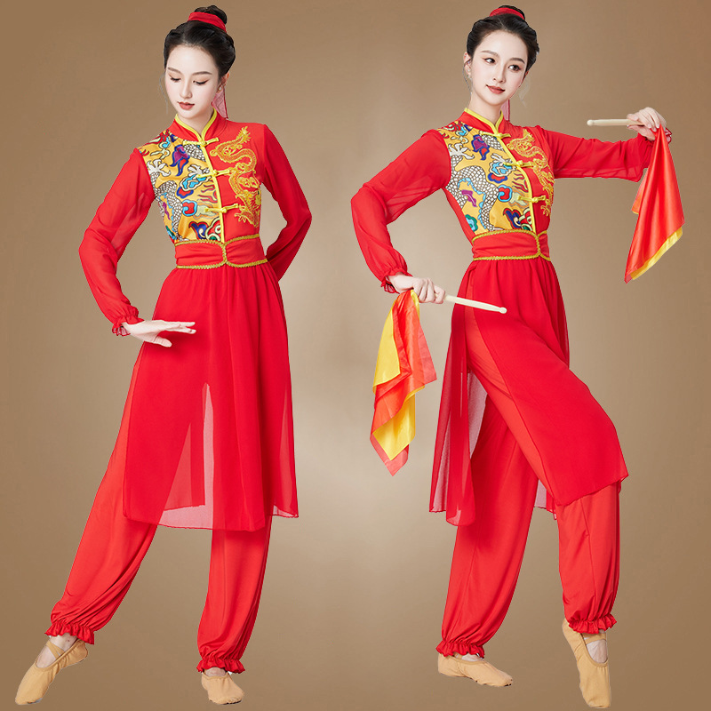 打鼓演出服秧歌服新款秧歌服装古典广场舞舞蹈服中老年