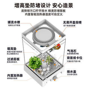 斗鱼专用缸水母缸桌面小型鱼缸办公桌生态创意加热增氧迷你懒人缸