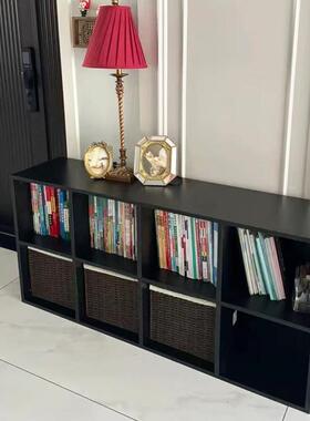 木书实架黑色书柜儿童收纳柜四六985八方格子地柜置物架柜储物落