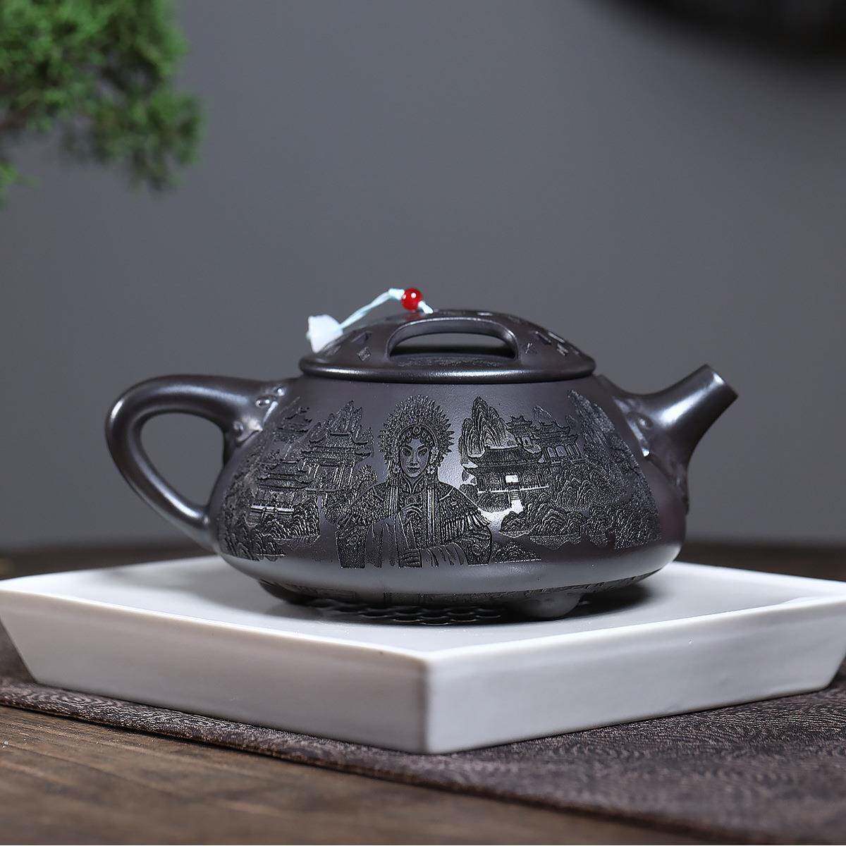 宜兴紫砂壶原矿石泥手工作制满刻盖ZHIFU-79大黄容量茶具牛泡茶壶