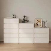 实木斗EBB柜白色奶油柜厅斗柜客多储五物柜简约现代卧室层免安装