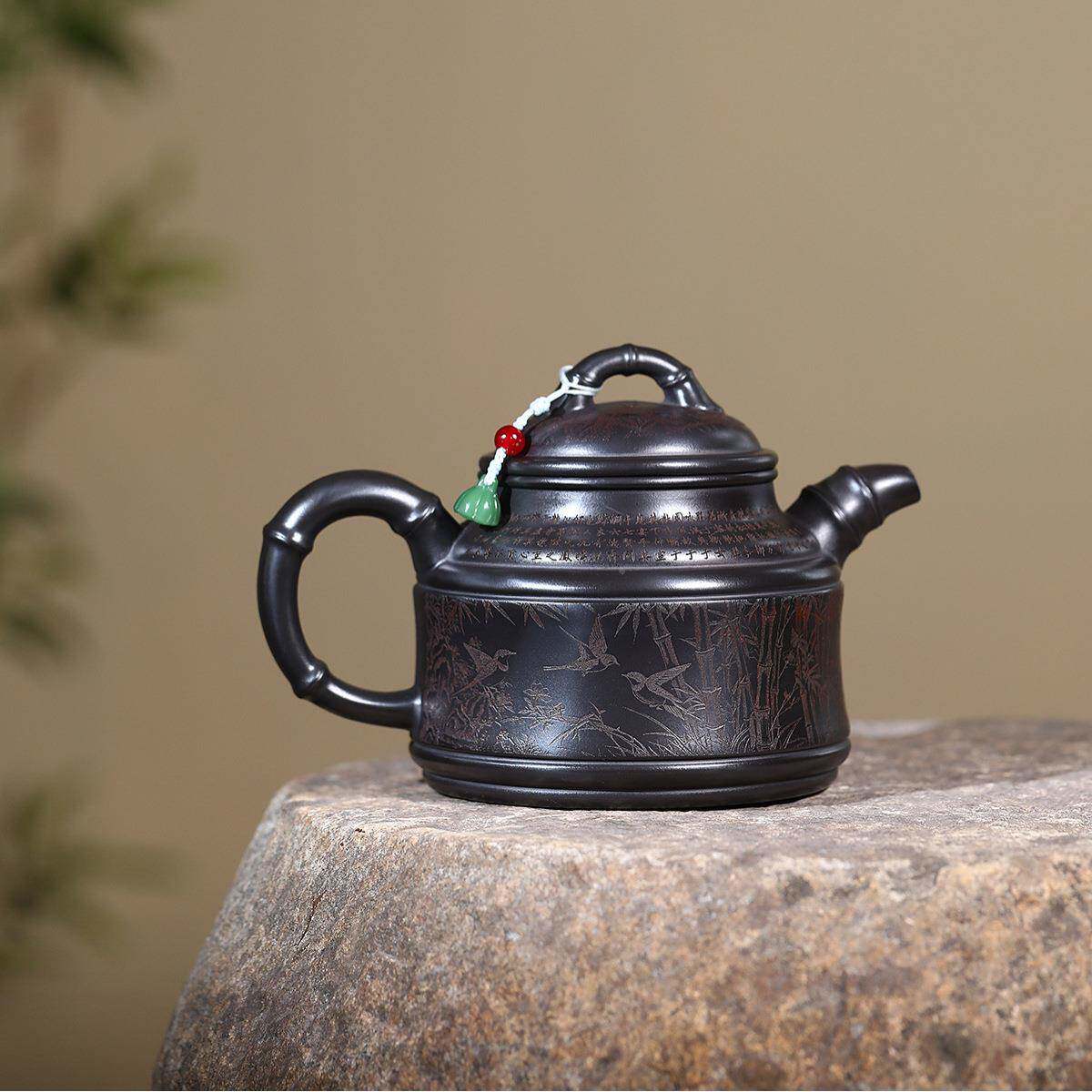大容量宜兴紫泥砂匠人ZHIFU-38壶手工制作原优质矿石黄雅趣竹鼎茶