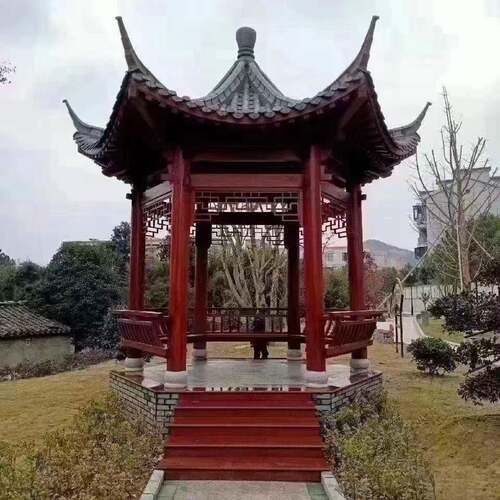 小青瓦六庭角凉亭园院休闲凉亭古建防腐木公四角景亭685区六角亭