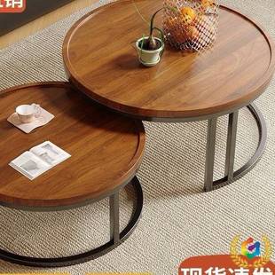 实木茶几客厅家用用22al1235新款 轻极奢感简小户型家边0几圆形茶