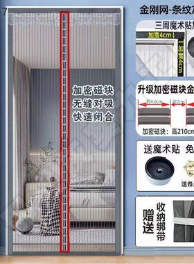 豪华金帘刚夏季防蚊磁纱门网ltao1025免打孔魔术性贴新款家用磁吸