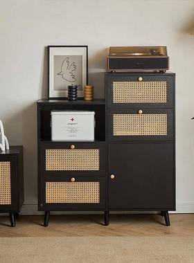 实木斗柜家20562柜用室藤置物收纳柜客厅厨房编餐卧边展示柜储物