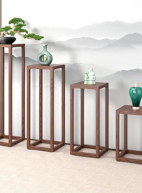 几新ZG-65620中式花白蜡木架阳台置物架子客厅实木花原木质花盆架