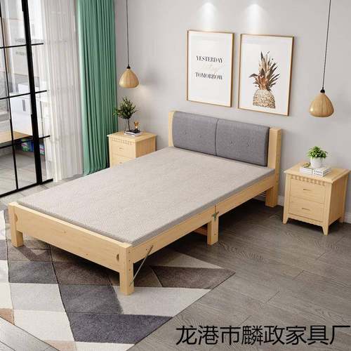 实木床.人2米.单床现1代简约1.5米双人床z1013经济型08m加软靠折
